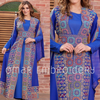 Palestinian Wedding Bisht Fringe Hem Embroidered Open Abaya