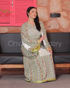Traditional Thoub Embroidery Wide Sleeve Elegant with Reversible Belt
