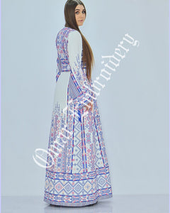 Thobe Embroidered Palestinian Maxi Dress Long Sleeves Palestinian Princess Style