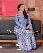 Blue Malacca Embroidery Delicate with Stone Embroidery Thobe