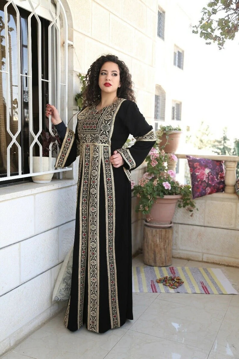 Thobe Embroidered Palestinian Maxi Dress Kaftan Palestinian Design