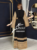 Opened Sleeve Simple Tatreez Elegant Embroidered Multicolored Dress