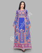 Thobe Embroidered Palestinian Maxi Dress Long Sleeves Red Stitches