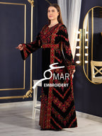 Simple Unique black Silk Velvet Beautiful Color Embroidery Thobe
