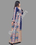 Thobe Embroidered Palestinian Maxi Dress Long Sleeves Red Stitches