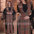 Palestinian Wedding Bisht Fringe Hem Embroidered Open Abaya