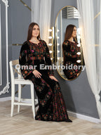 Simple Unique Blacks Silk Velvet Embroidery Thobe