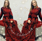 Embroidered Palestinian Kaftan Maxi Dress