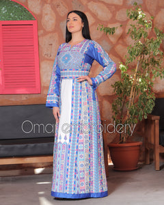 Blue Malacca Embroidery Delicate with Stone Embroidery Thobe