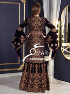 Purple Luxury Mermaid Gold Embroidery Velvet Thoub