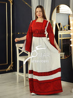 Opened Sleeve Simple Tatreez Elegant Embroidered Multicolored Dress
