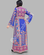 Thobe Embroidered Palestinian Maxi Dress Long Sleeves Red Stitches