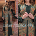 Palestinian Wedding Bisht Fringe Hem Embroidered Open Abaya