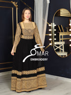 Opened Sleeve Simple Tatreez Elegant Embroidered Multicolored Dress