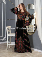 Simple Unique Blacks Silk Velvet Embroidery Thobe