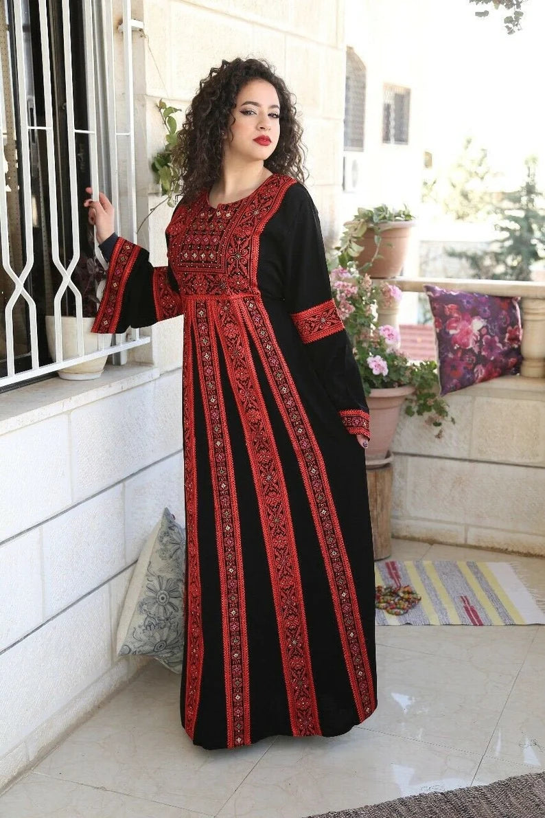 Thobe Embroidered Palestinian Maxi Dress Kaftan Palestinian Design