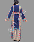 Thobe Embroidered Palestinian Maxi Dress Long Sleeves Red Stitches