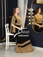 Opened Sleeve Simple Tatreez Elegant Embroidered Multicolored Dress