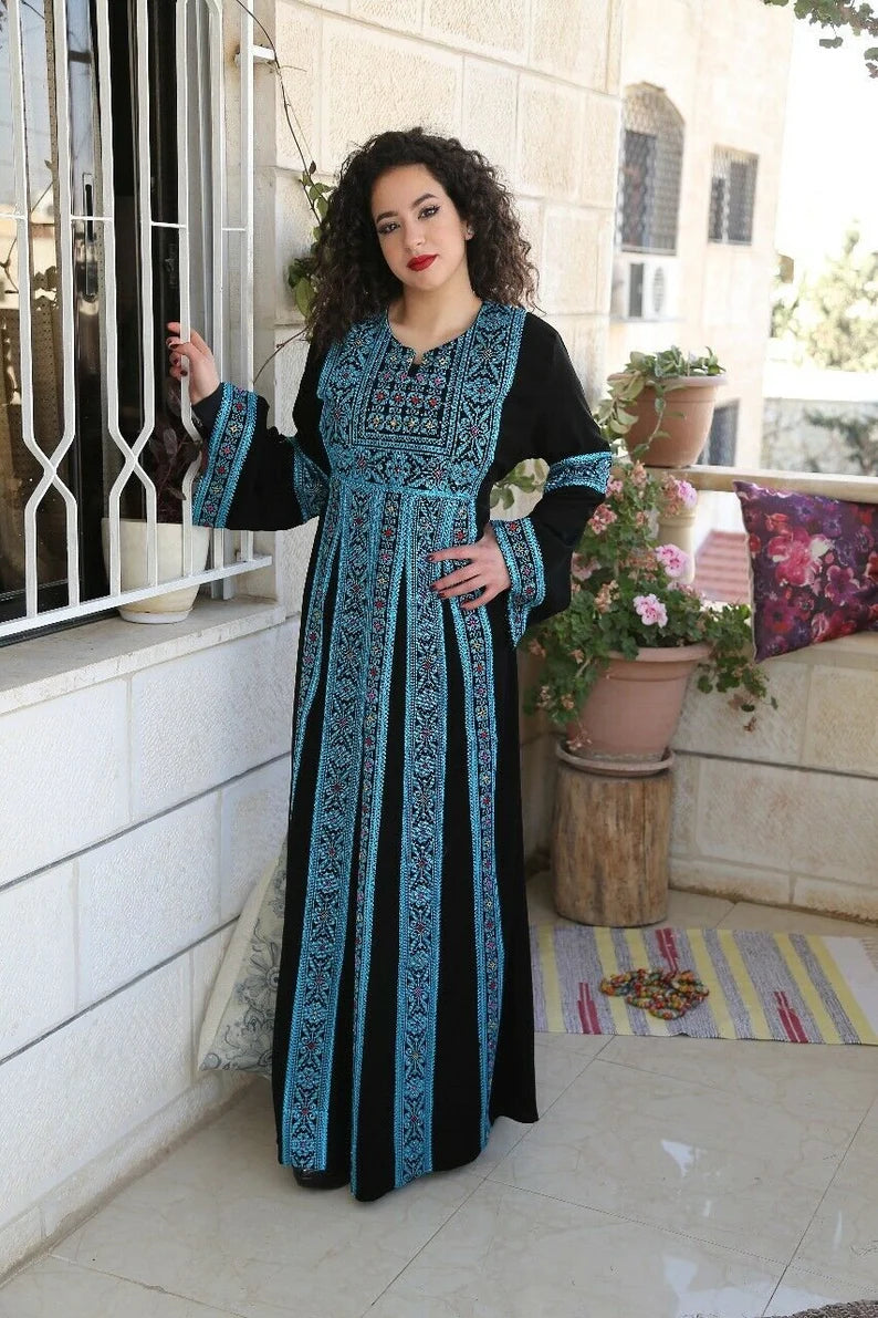 Thobe Embroidered Palestinian Maxi Dress Kaftan Palestinian Design S C4