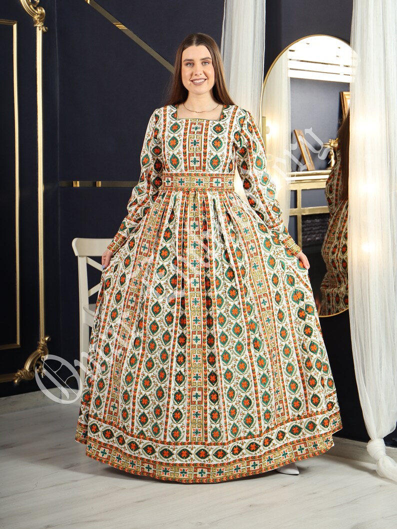 2023 Eid Collection Embroidered Thobe Abaya Traditional Palestinian Arabic Dress