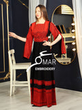 Opened Sleeve Simple Tatreez Elegant Embroidered Multicolored Dress