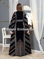 Simple Unique Navy Silk Velvet Embroidery Thobe