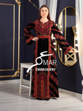 Simple Unique black Silk Velvet Beautiful Color Embroidery Thobe