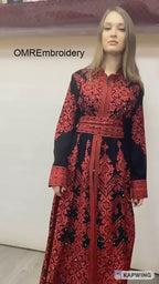 Embroidered Palestinian Kaftan Maxi Dress
