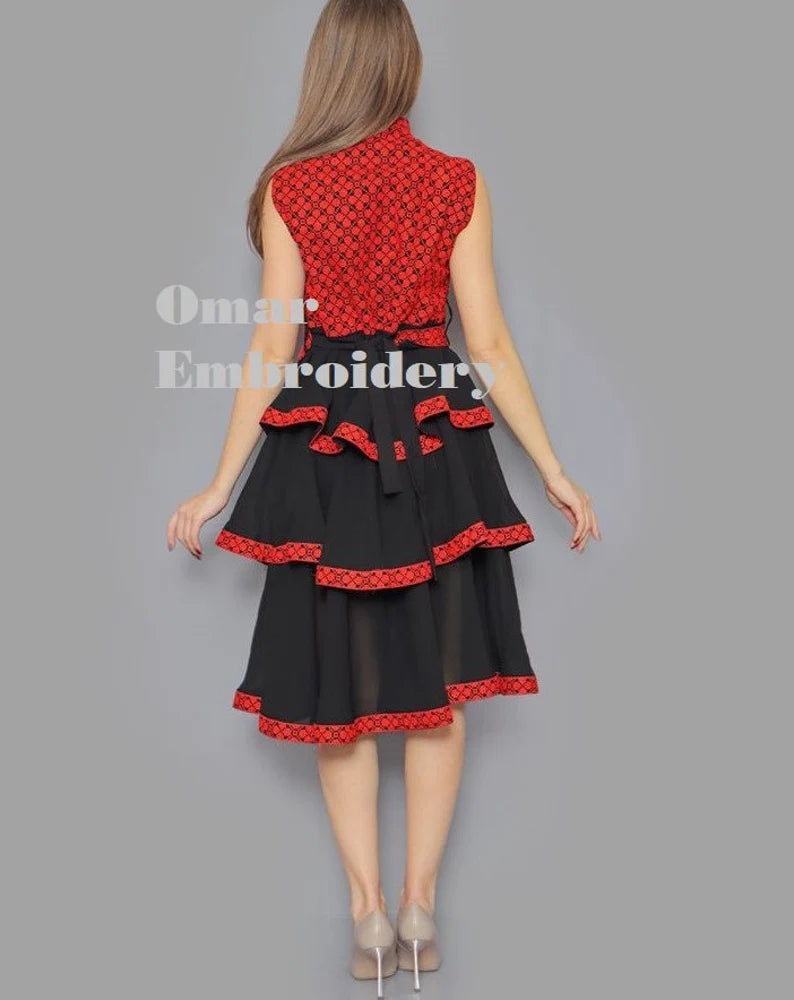 Embroidered Palestinian Traditional Modern Short Abaya Skirt Palestinian Embroidery