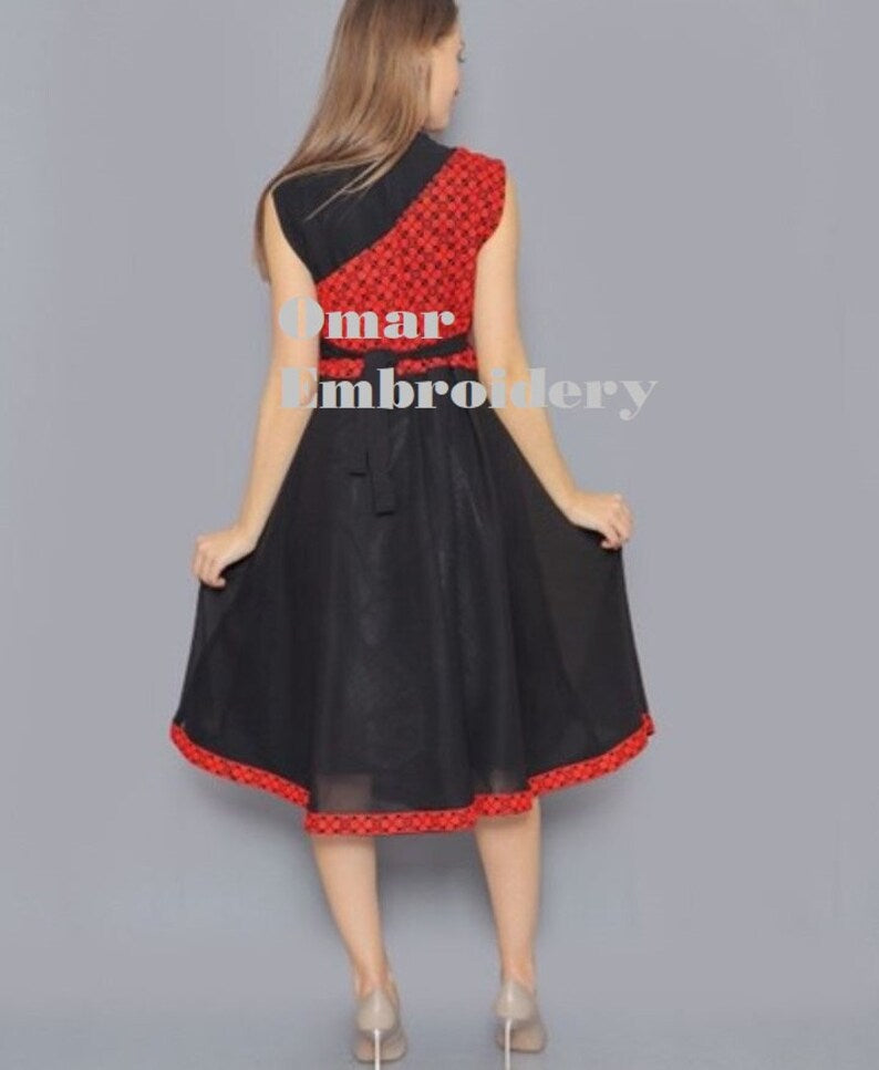 Embroidered Palestinian Traditional Modern Short Abaya Skirt Palestinian Embroidery