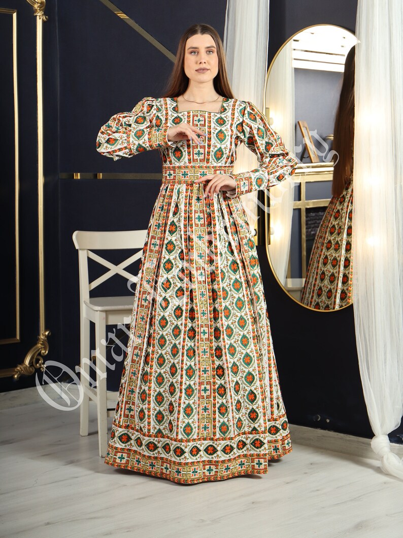 2023 Eid Collection Embroidered Thobe Abaya Traditional Palestinian Arabic Dress