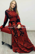Thobe Embroidered Palestinian Maxi Dress Long Sleeves Kaftan Palestinian Princess Design And Embroidery