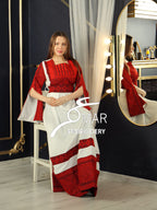 Opened Sleeve Simple Tatreez Elegant Embroidered Multicolored Dress