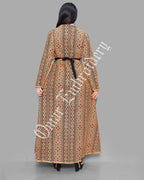 Thobe Embroidered Palestinian Maxi Dress Long Sleeves Red Stitches