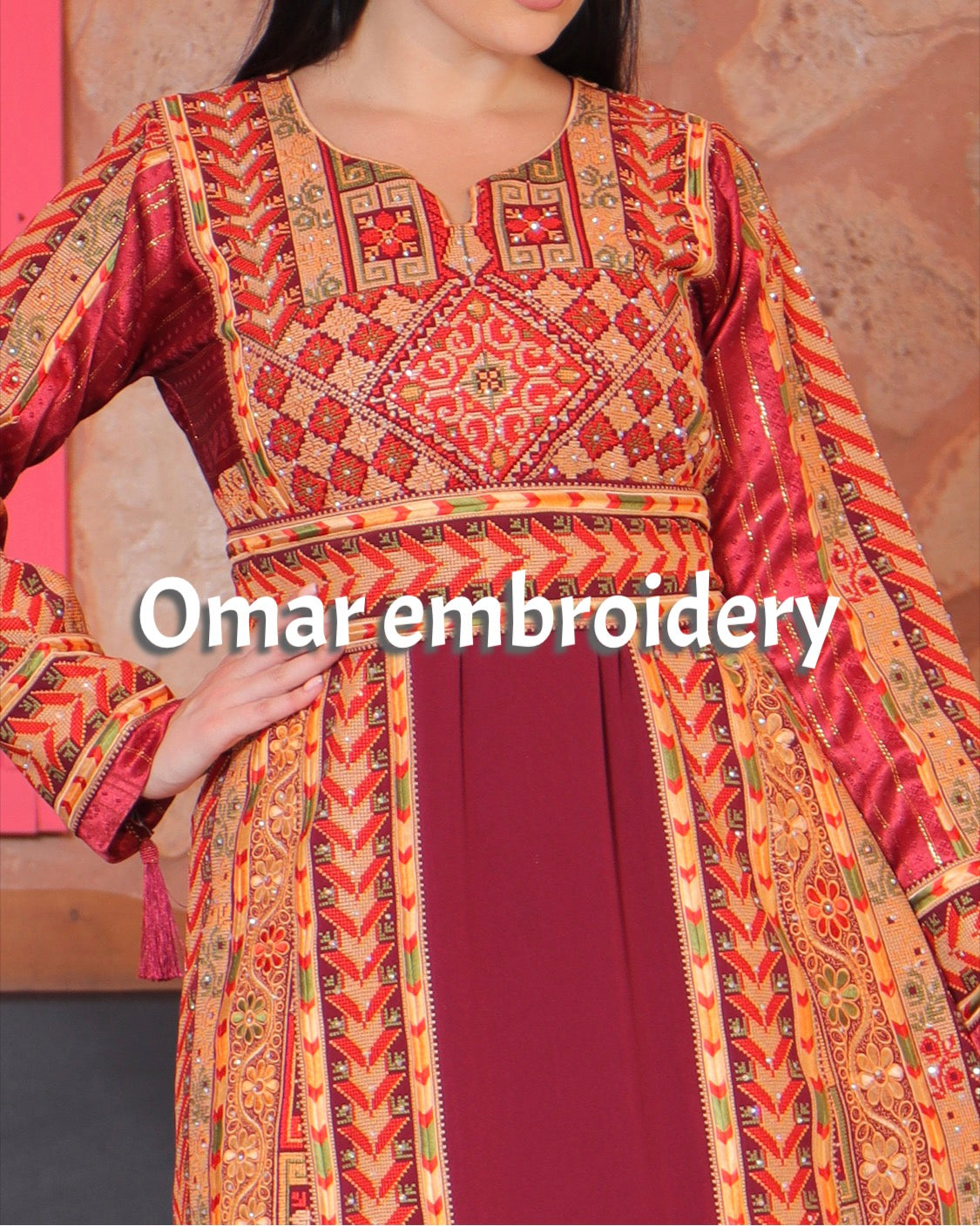 Malacca Embroidery Delicate with Stone Embroidery Thobe
