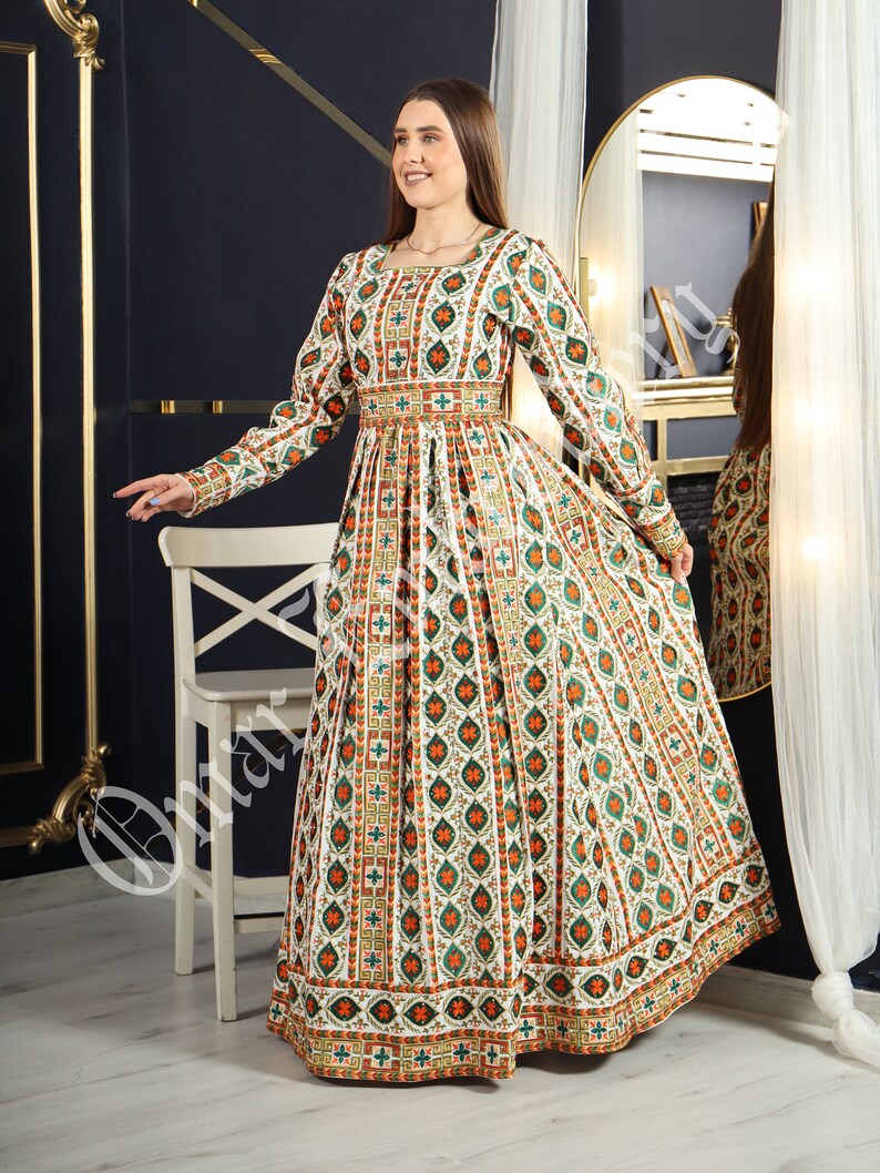 2023 Eid Collection Embroidered Thobe Abaya Traditional Palestinian Arabic Dress