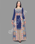 Thobe Embroidered Palestinian Maxi Dress Long Sleeves Red Stitches