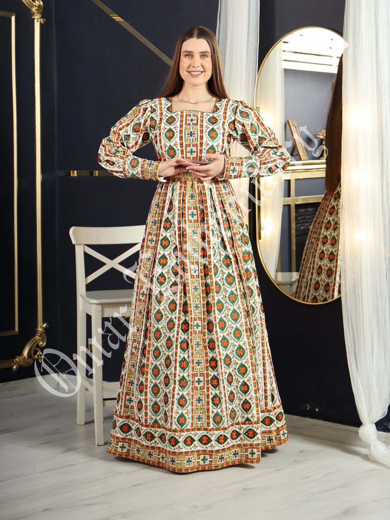 2023 Eid Collection Embroidered Thobe Abaya Traditional Palestinian Arabic Dress