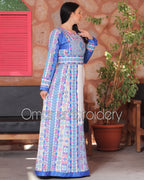 Blue Malacca Embroidery Delicate with Stone Embroidery Thobe