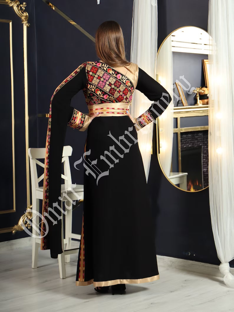 2023 Eid Collection Embroidered Thobe Abaya Traditional Palestinian Arabic Dress