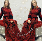 Thobe Embroidered Palestinian Maxi Dress Long Sleeves Kaftan Palestinian Princess Design And Embroidery