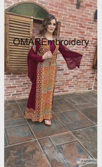 Palestinian Wedding Bisht Fringe Hem Embroidered Open Abaya