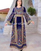 Embroidered Palestinian Maxi Dress velvet Thobe Palestinian Embroidery