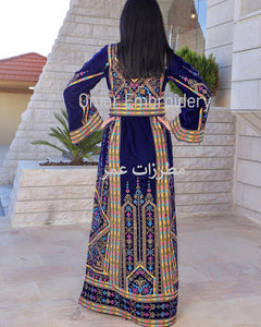 Embroidered Palestinian Maxi Dress velvet Thobe Palestinian Embroidery