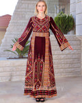 Embroidered Palestinian Maxi Dress velvet Thobe Palestinian Embroidery