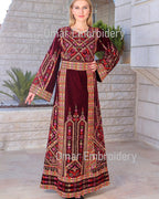Embroidered Palestinian Maxi Dress velvet Thobe Palestinian Embroidery