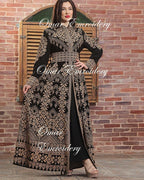 Embroidered Palestinian Maxi Dress Long Kaftan Palestinian Embroidery