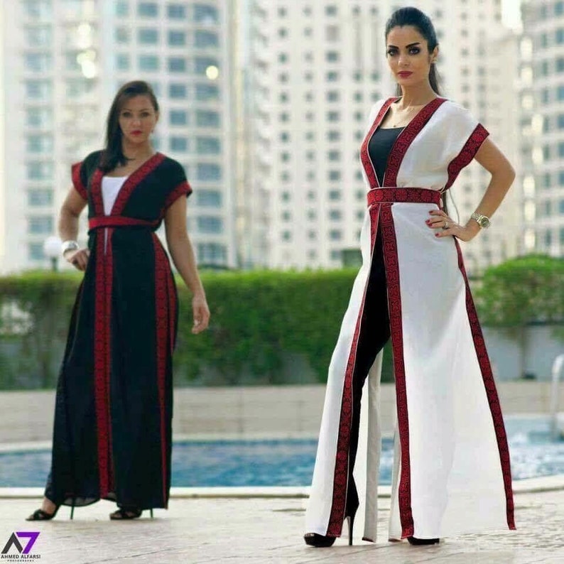 Palestinian Open Embroidered Jordanian Traditional Arabic Bisht